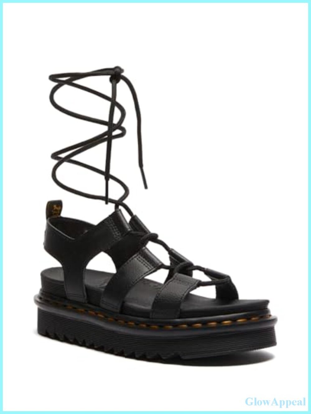 Dr. Martens Nartilla PU Leather Gladiator Heeled Sandals Goodyear Welted